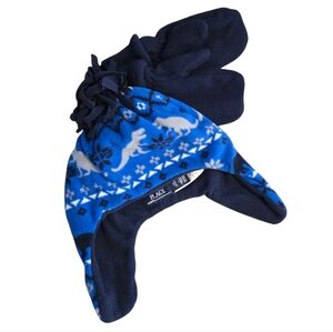 NWT The Children's Place Pom Pom Hat & Mitten Set Dinosaurs